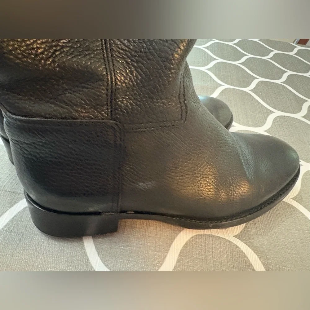 Tory Burch Jolie Tall Black Ladies Pebbled Leather Riding Boots